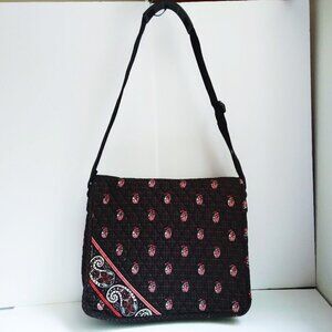 100% Quilted Cotton Floral Paisley & Houndstooth on Black Laptop Bag  As New